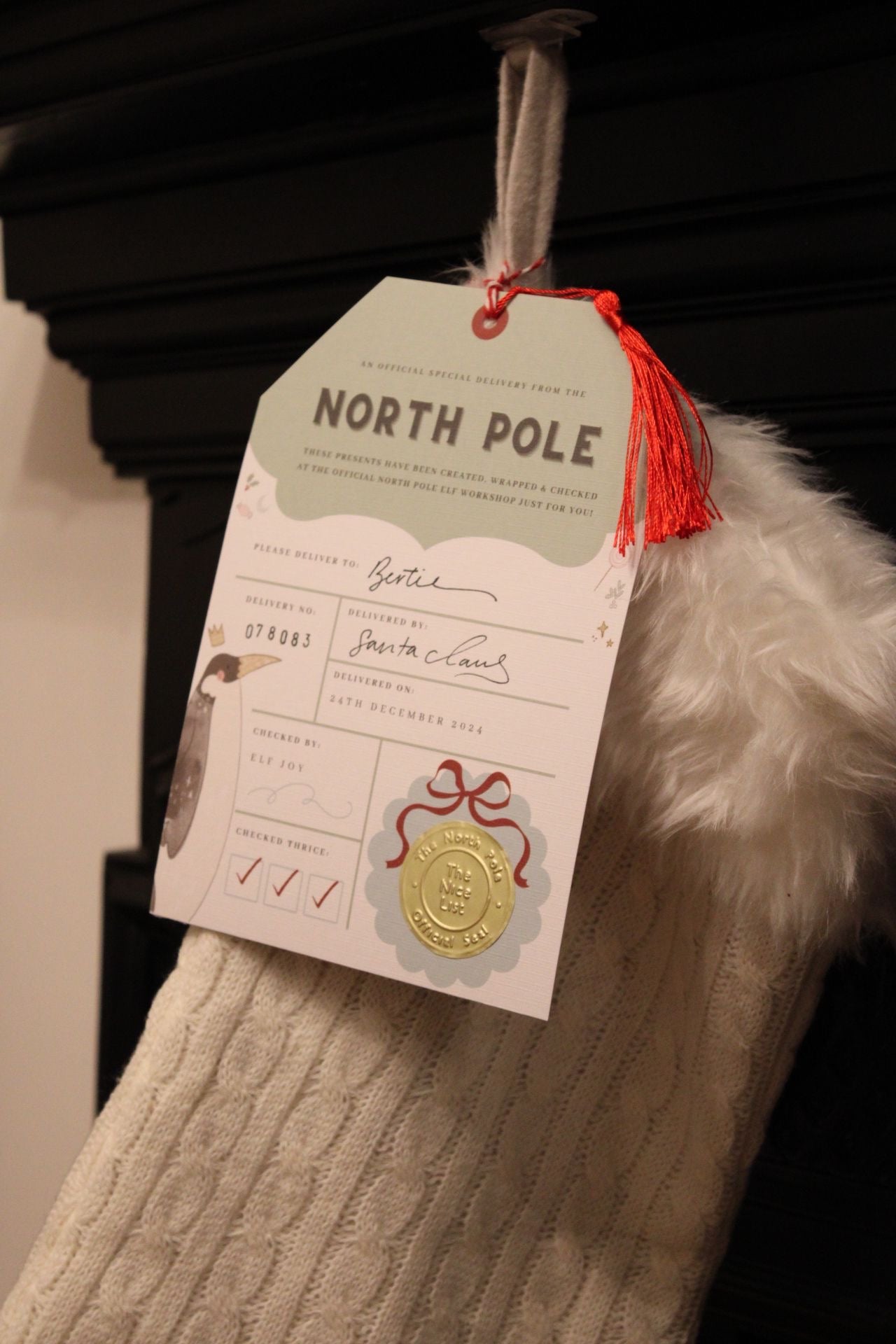 North Pole Stocking Tag