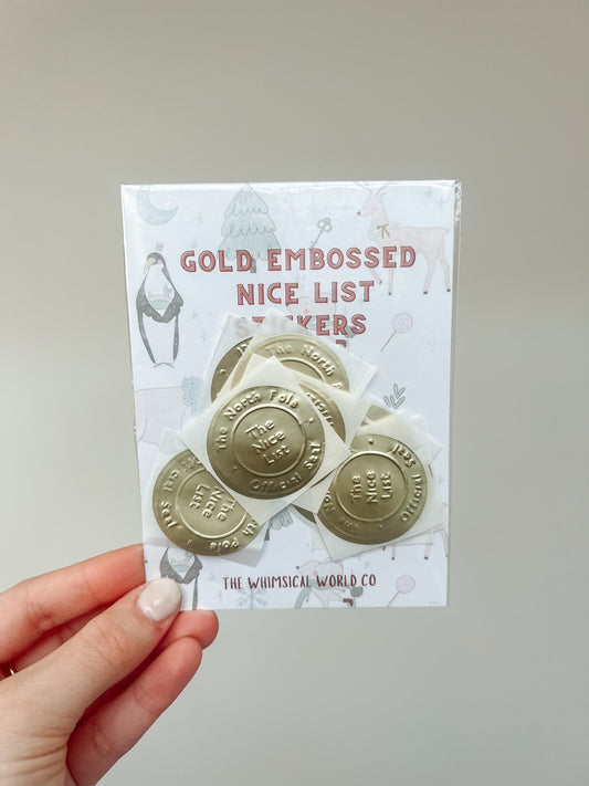 Luxury Embossed Nice List Stickers